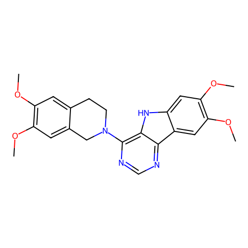 4-(6,7-dimethoxy-3,4-dihydroisoquinolin-2(1H)-yl)-7,8-dimethoxy-5H-pyrimido[5,4-b]indole structure