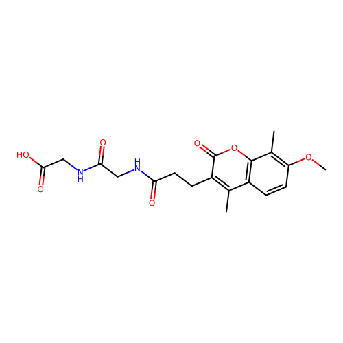N-[3-(7-methoxy-4,8-dimethyl-2-oxo-2H-chromen-3-yl)propanoyl]glycylglycine structure