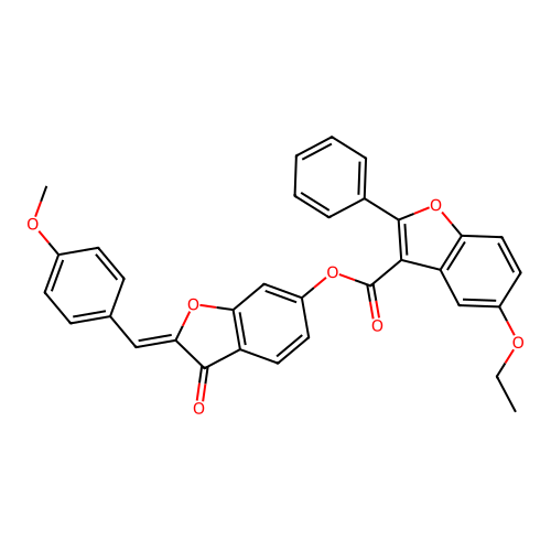 (Z)-2-(4-methoxybenzylidene)-3-oxo-2,3-dihydrobenzofuran-6-yl 5-ethoxy-2-phenylbenzofuran-3-carboxylate structure