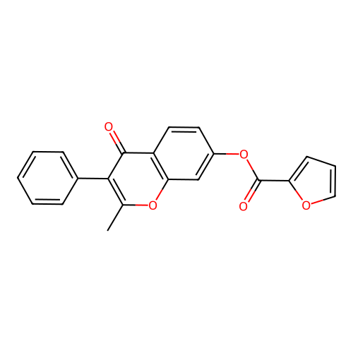 2-methyl-4-oxo-3-phenyl-4H-chromen-7-yl furan-2-carboxylate structure