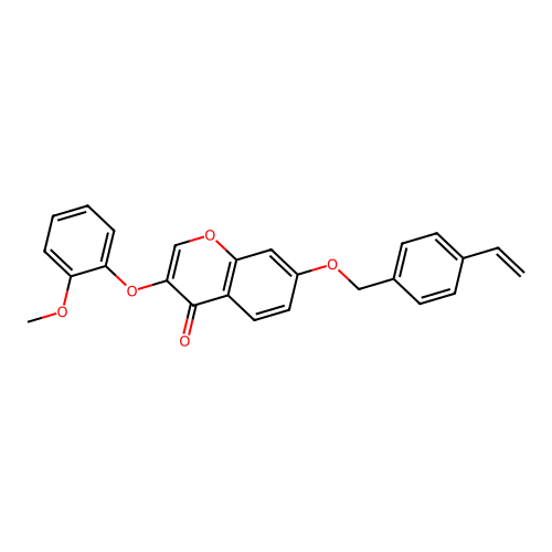 7-[(4-ethenylbenzyl)oxy]-3-(2-methoxyphenoxy)-4H-chromen-4-one structure