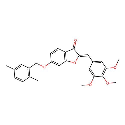 (2Z)-6-[(2,5-dimethylbenzyl)oxy]-2-(3,4,5-trimethoxybenzylidene)-1-benzofuran-3(2H)-one structure