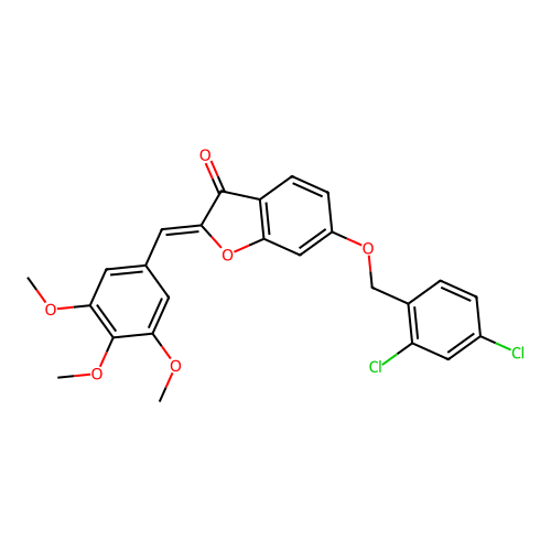 (Z)-6-((2,4-dichlorobenzyl)oxy)-2-(3,4,5-trimethoxybenzylidene)benzofuran-3(2H)-one structure