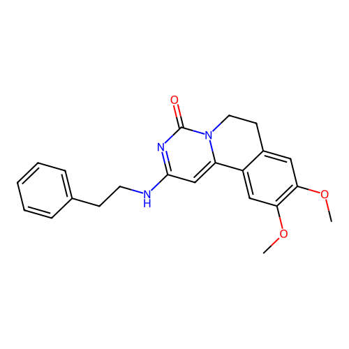 9,10-dimethoxy-2-(phenethylamino)-6,7-dihydro-4H-pyrimido[6,1-a]isoquinolin-4-one structure