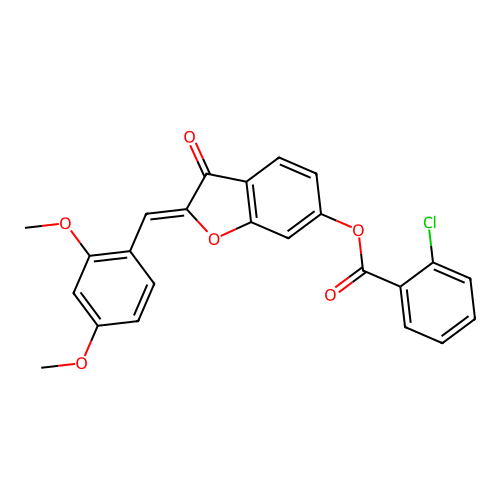 (Z)-2-(2,4-dimethoxybenzylidene)-3-oxo-2,3-dihydrobenzofuran-6-yl 2-chlorobenzoate structure
