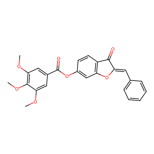 (Z)-2-benzylidene-3-oxo-2,3-dihydrobenzofuran-6-yl 3,4,5-trimethoxybenzoate structure