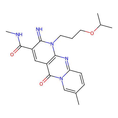 6-imino-N,13-dimethyl-2-oxo-7-[3-(propan-2-yloxy)propyl]-1,7,9-triazatricyclo[8.4.0.0^{3,8}]tetradeca-3(8),4,9,11,13-pentaene-5-carboxamide structure