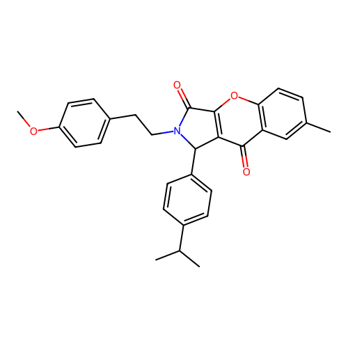 1-(4-isopropylphenyl)-2-(4-methoxyphenethyl)-7-methyl-1,2-dihydrochromeno[2,3-c]pyrrole-3,9-dione structure