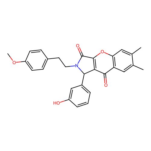 1-(3-hydroxyphenyl)-2-(4-methoxyphenethyl)-6,7-dimethyl-1,2-dihydrochromeno[2,3-c]pyrrole-3,9-dione structure