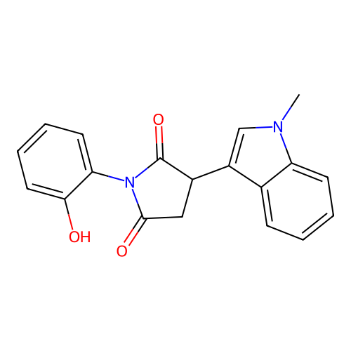 1-(2-hydroxyphenyl)-3-(1-methyl-1H-indol-3-yl)pyrrolidine-2,5-dione structure
