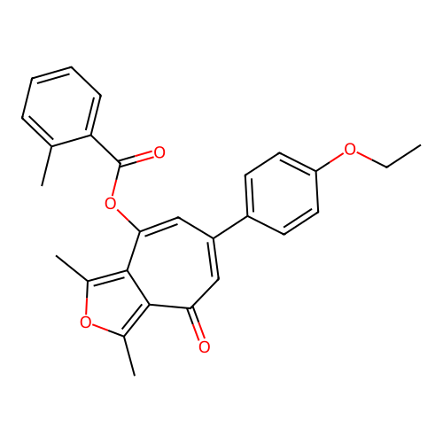 6-(4-ethoxyphenyl)-1,3-dimethyl-4-oxo-4H-cyclohepta[c]furan-8-yl 2-methylbenzoate structure