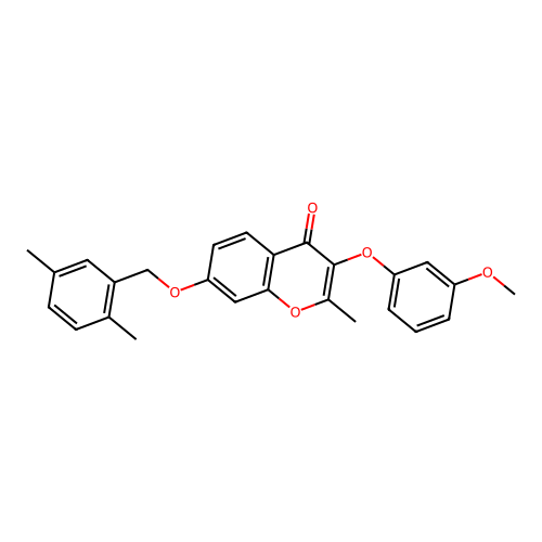 7-[(2,5-Dimethylphenyl)methoxy]-3-(3-methoxyphenoxy)-2-methylchromen-4-one structure