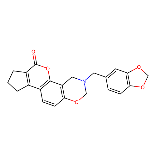 3-(1,3-benzodioxol-5-ylmethyl)-3,4,8,9-tetrahydro-2H-cyclopenta[3,4]chromeno[8,7-e][1,3]oxazin-6(7H)-one structure