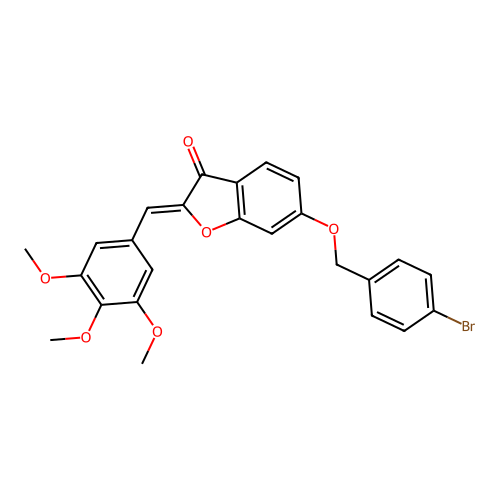 (Z)-6-((4-bromobenzyl)oxy)-2-(3,4,5-trimethoxybenzylidene)benzofuran-3(2H)-one structure