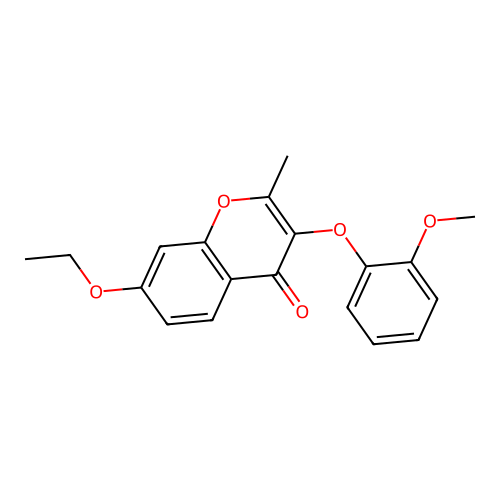 7-ethoxy-3-(2-methoxyphenoxy)-2-methyl-4H-chromen-4-one structure