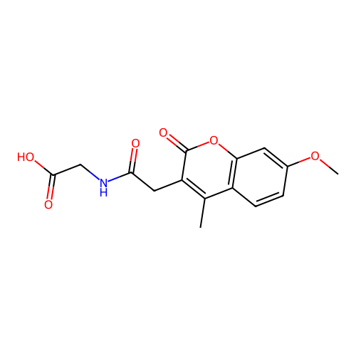 N-[(7-methoxy-4-methyl-2-oxo-2H-chromen-3-yl)acetyl]glycine structure
