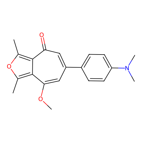 6-(4-(dimethylamino)phenyl)-8-methoxy-1,3-dimethyl-4H-cyclohepta[c]furan-4-one structure