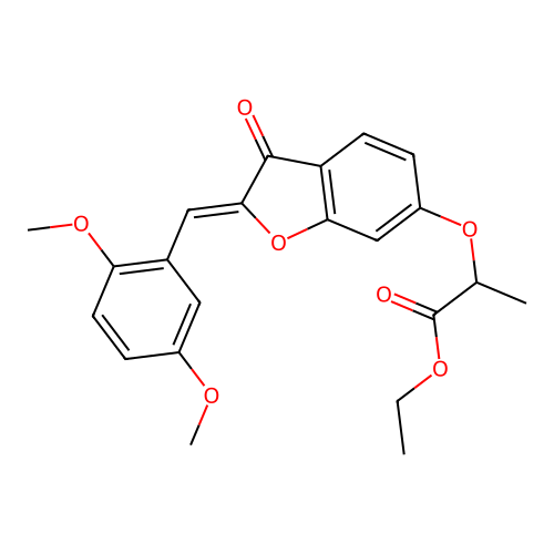 (Z)-ethyl 2-((2-(2,5-dimethoxybenzylidene)-3-oxo-2,3-dihydrobenzofuran-6-yl)oxy)propanoate structure