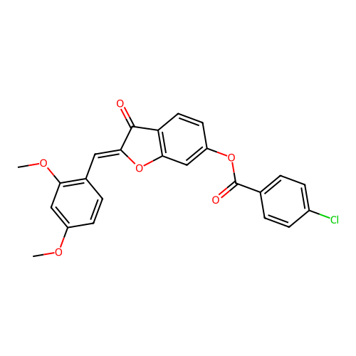 (Z)-2-(2,4-dimethoxybenzylidene)-3-oxo-2,3-dihydrobenzofuran-6-yl 4-chlorobenzoate structure