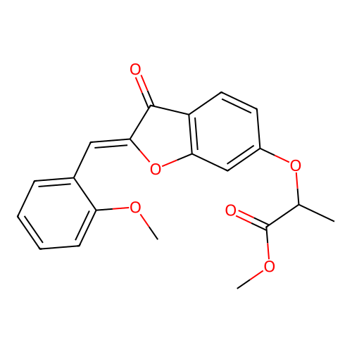 (Z)-methyl 2-((2-(2-methoxybenzylidene)-3-oxo-2,3-dihydrobenzofuran-6-yl)oxy)propanoate structure