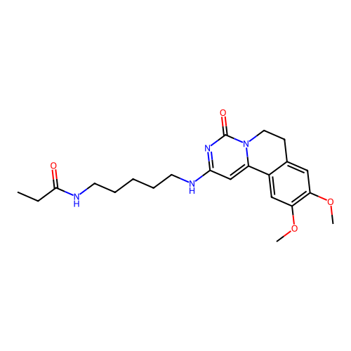 N-(5-((9,10-dimethoxy-4-oxo-6,7-dihydro-4H-pyrimido[6,1-a]isoquinolin-2-yl)amino)pentyl)propionamide structure