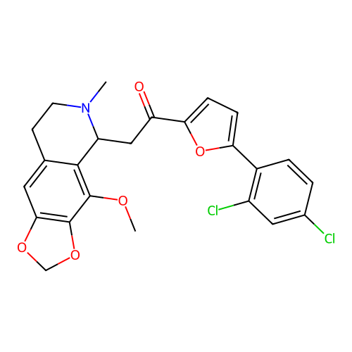 1-(5-(2,4-dichlorophenyl)furan-2-yl)-2-(4-methoxy-6-methyl-5,6,7,8-tetrahydro-[1,3]dioxolo[4,5-g]isoquinolin-5-yl)ethanone structure