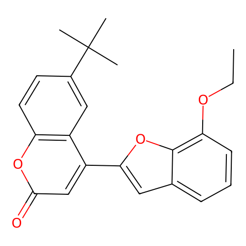 6-tert-butyl-4-(7-ethoxy-1-benzofuran-2-yl)-2H-chromen-2-one structure