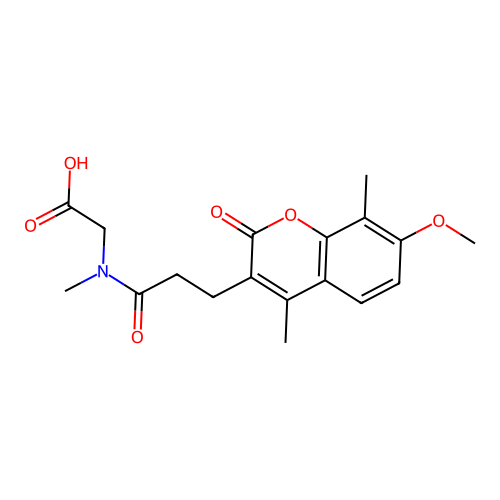 N-[3-(7-methoxy-4,8-dimethyl-2-oxo-2H-chromen-3-yl)propanoyl]-N-methylglycine structure