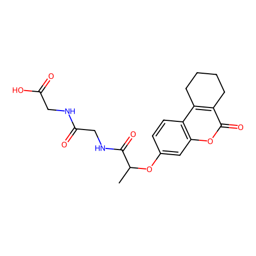 2-(2-(2-((6-oxo-7,8,9,10-tetrahydro-6H-benzo[c]chromen-3-yl)oxy)propanamido)acetamido)acetic acid structure