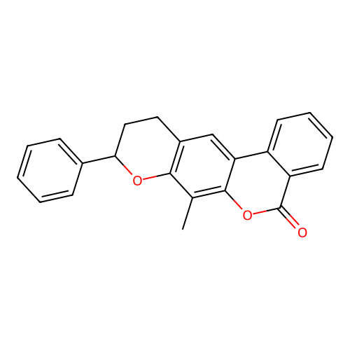 7-methyl-9-phenyl-10,11-dihydro-5H,9H-benzo[c]pyrano[3,2-g]chromen-5-one structure