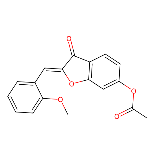 (2Z)-2-(2-methoxybenzylidene)-3-oxo-2,3-dihydro-1-benzofuran-6-yl acetate structure