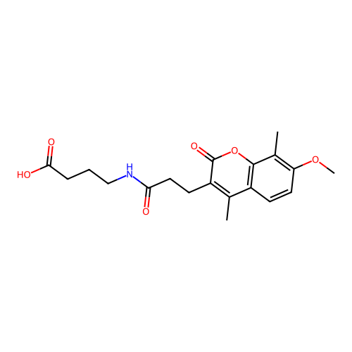 4-(3-(7-methoxy-4,8-dimethyl-2-oxo-2H-chromen-3-yl)propanamido)butanoic acid structure