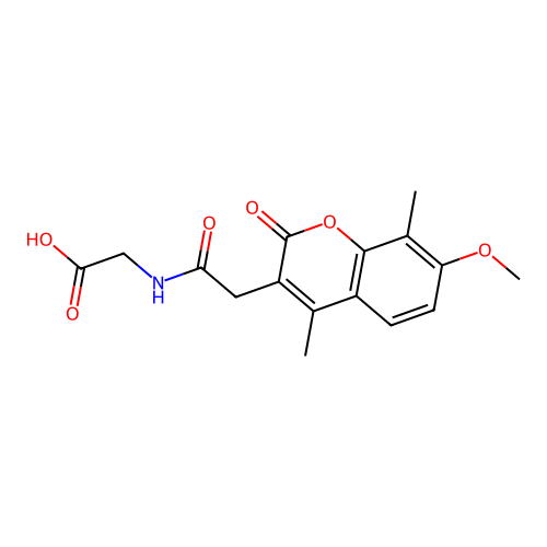 2-(2-(7-methoxy-4,8-dimethyl-2-oxo-2H-chromen-3-yl)acetamido)acetic acid structure