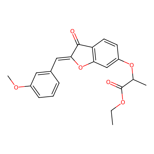 (Z)-ethyl 2-((2-(3-methoxybenzylidene)-3-oxo-2,3-dihydrobenzofuran-6-yl)oxy)propanoate structure