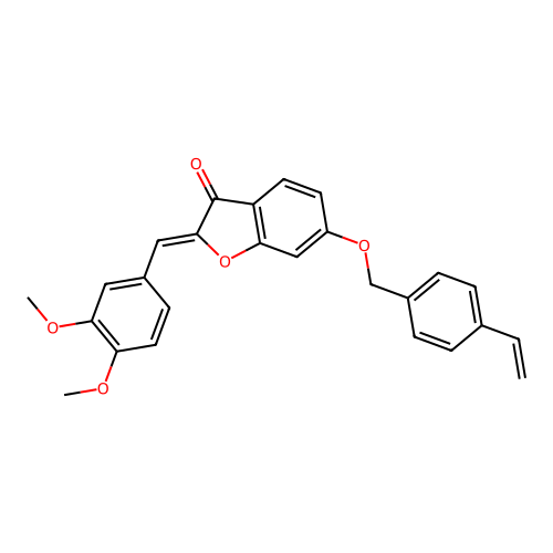(Z)-2-(3,4-dimethoxybenzylidene)-6-((4-vinylbenzyl)oxy)benzofuran-3(2H)-one structure