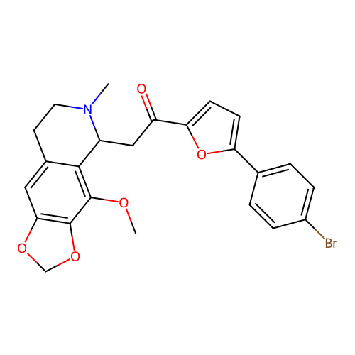 1-(5-(4-bromophenyl)furan-2-yl)-2-(4-methoxy-6-methyl-5,6,7,8-tetrahydro-[1,3]dioxolo[4,5-g]isoquinolin-5-yl)ethanone structure