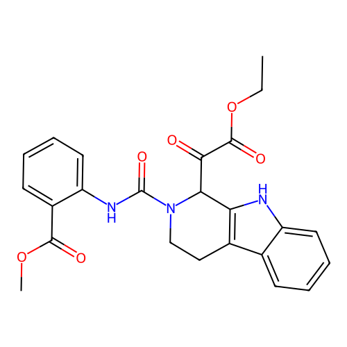 methyl 2-(1-(2-ethoxy-2-oxoacetyl)-2,3,4,9-tetrahydro-1H-pyrido[3,4-b]indole-2-carboxamido)benzoate structure