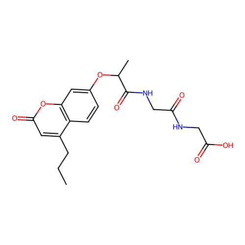 N-{2-[(2-oxo-4-propyl-2H-chromen-7-yl)oxy]propanoyl}glycylglycine structure