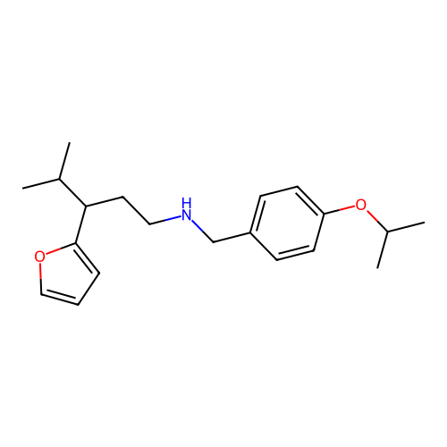3-(furan-2-yl)-N-(4-isopropoxybenzyl)-4-methylpentan-1-amine structure