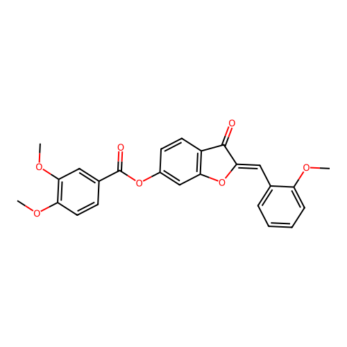 (Z)-2-(2-methoxybenzylidene)-3-oxo-2,3-dihydrobenzofuran-6-yl 3,4-dimethoxybenzoate structure