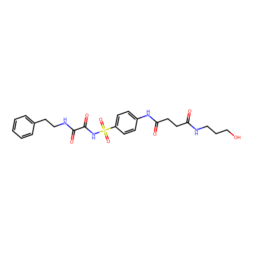 Butanediamide, N-(3-hydroxypropyl)-N'-(4-((((oxo(2-phenylethyl)amino)acetyl)amino)sulfonyl)phenyl)- structure