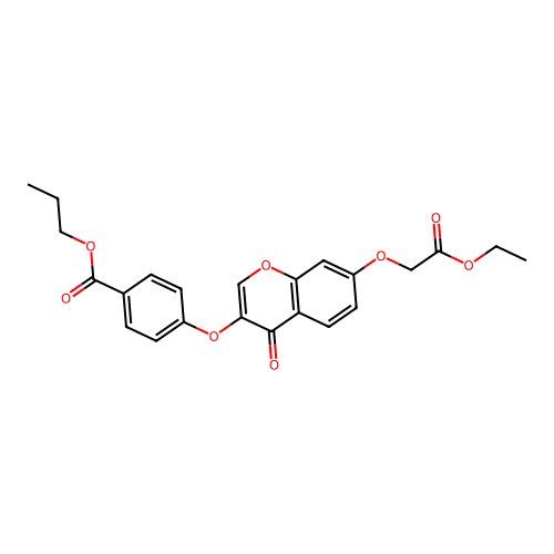 Ethyl 2-{4-oxo-3-[4-(propoxycarbonyl)phenoxy]chromen-7-yloxy}acetate structure