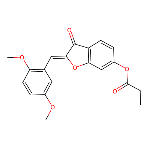 (Z)-2-(2,5-dimethoxybenzylidene)-3-oxo-2,3-dihydrobenzofuran-6-yl propionate structure