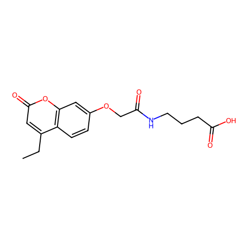 4-({[(4-ethyl-2-oxo-2H-chromen-7-yl)oxy]acetyl}amino)butanoic acid structure
