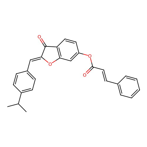 (Z)-2-(4-isopropylbenzylidene)-3-oxo-2,3-dihydrobenzofuran-6-yl cinnamate structure