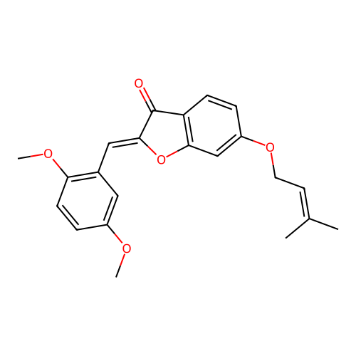 (Z)-2-(2,5-dimethoxybenzylidene)-6-((3-methylbut-2-en-1-yl)oxy)benzofuran-3(2H)-one structure