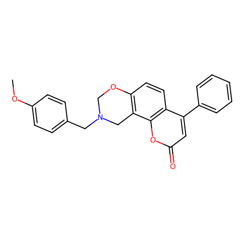 9-(4-methoxybenzyl)-4-phenyl-9,10-dihydro-2H,8H-chromeno[8,7-e][1,3]oxazin-2-one structure