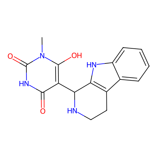 6-hydroxy-3-methyl-5-(2,3,4,9-tetrahydro-1H-pyrido[3,4-b]indol-1-yl)pyrimidine-2,4(1H,3H)-dione structure