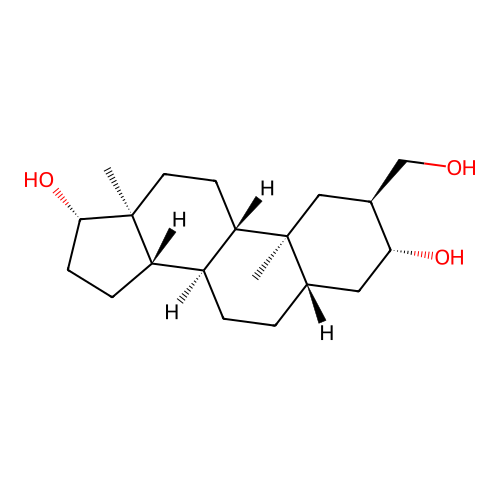 2alpha-(Hydroxymethyl)-5alpha-androstane-3beta,17beta-diol structure