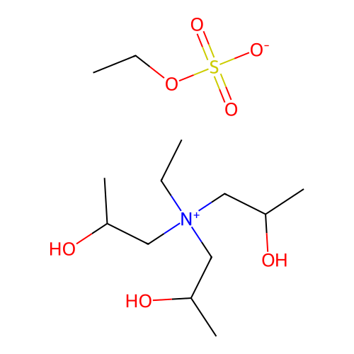 Ethyltris(2-hydroxypropyl)ammonium ethyl sulphate structure